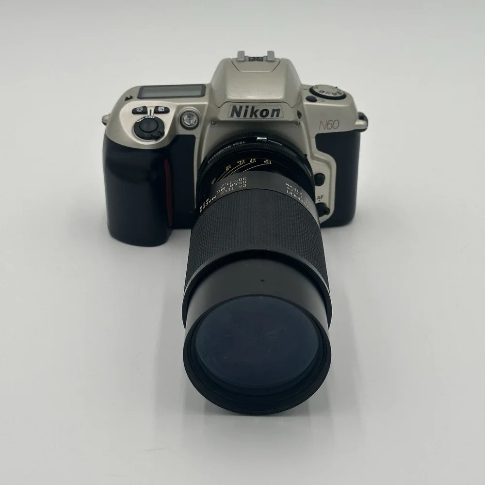 Nikon N60 35mm Film Camera Kit w/ Tamron 80-210 Lens Flash Box Tested